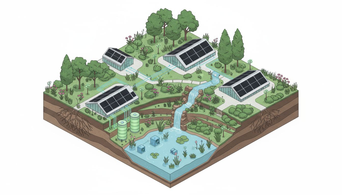 Site plan for coastal outfall retrofit with renewable-ready layout