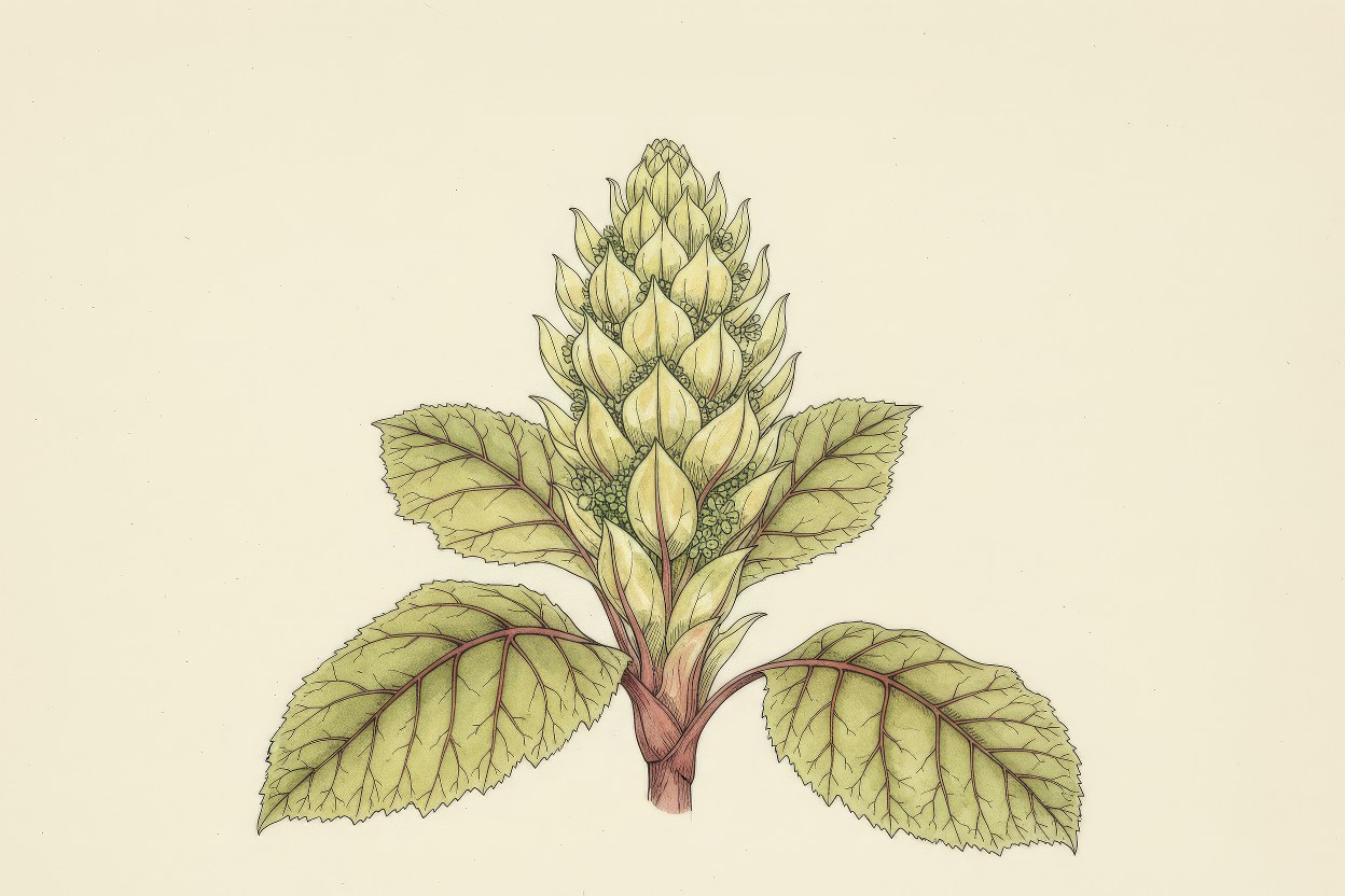 Rheum nobile (Noble Rhubarb) - Stunning transparent-bracted Himalayan giant botanical art - Unique high-altitude medicinal plant - Created by Enea Le Fons for AquaSai Alpine Projects